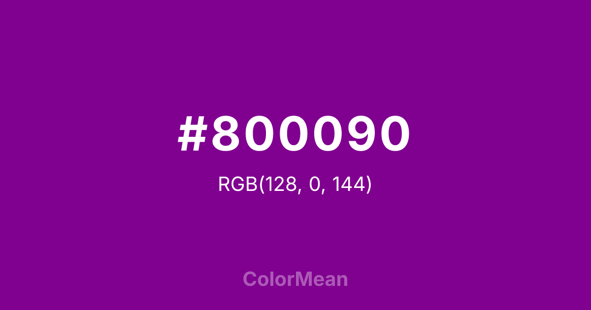 Color swatch image showing #800090 with RGB(128,0,144) values