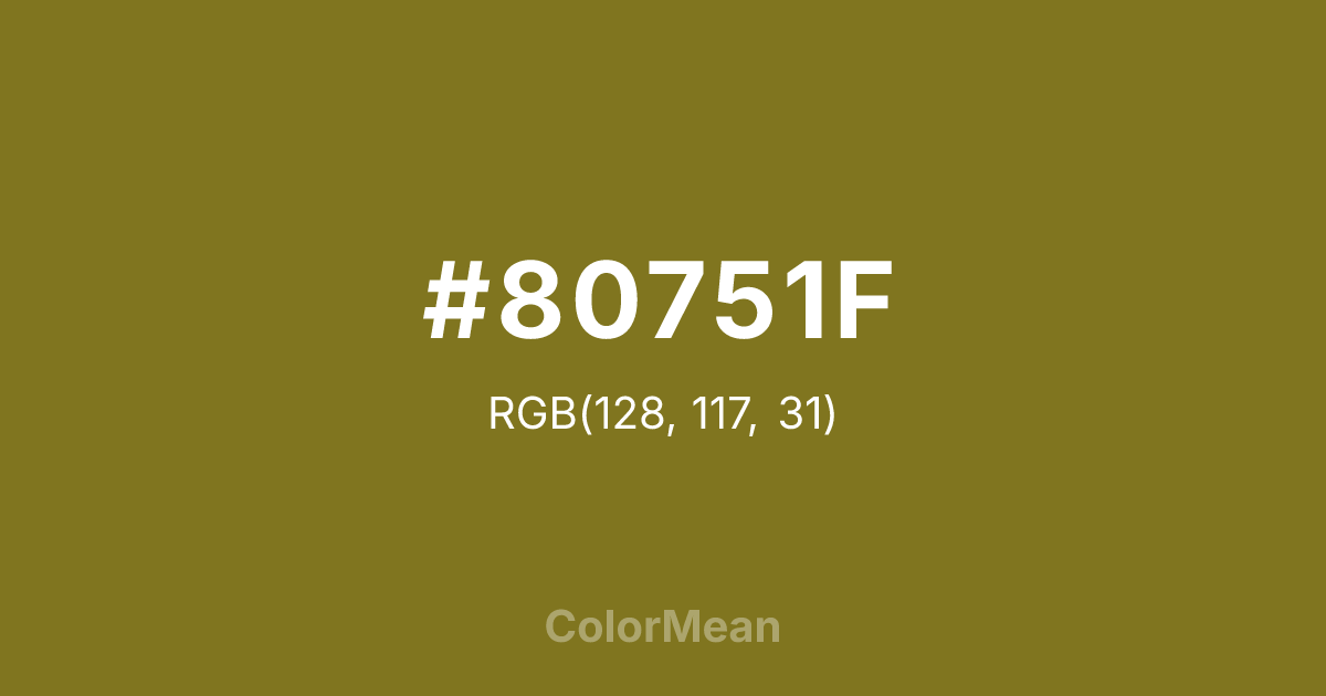 Color swatch image showing #80751F with RGB(128,117,31) values