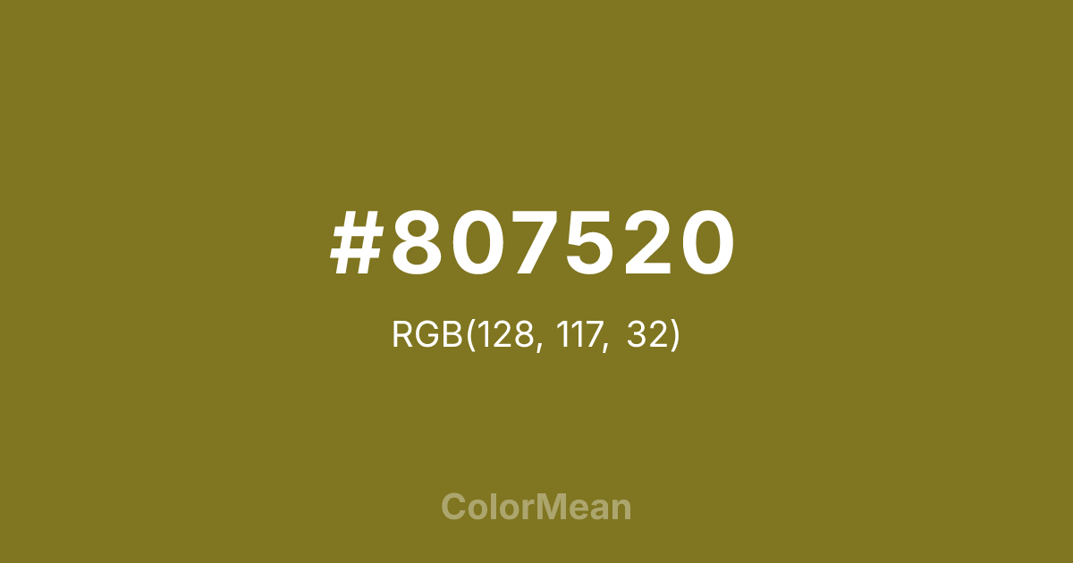 Color swatch image showing #807520 with RGB(128,117,32) values
