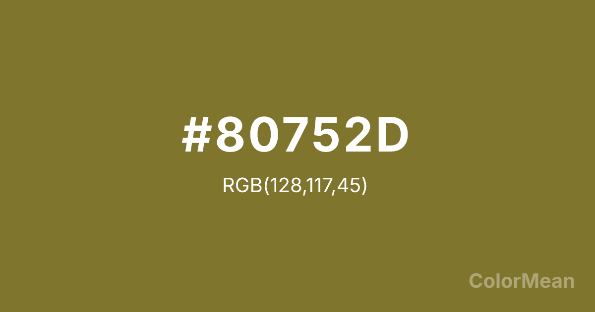 Color swatch image showing #80752D with RGB(128,117,45) values