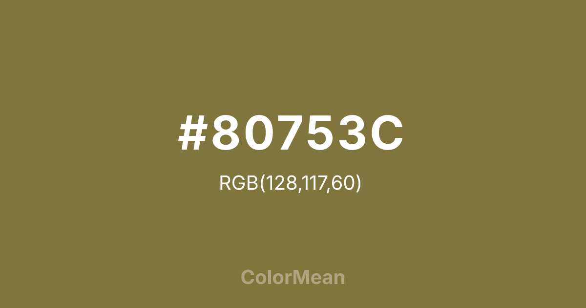 Color swatch image showing #80753C with RGB(128,117,60) values