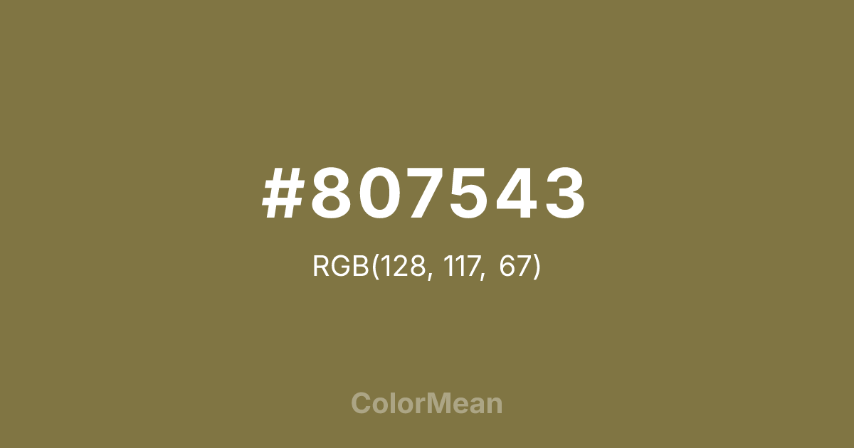 Color swatch image showing #807543 with RGB(128,117,67) values