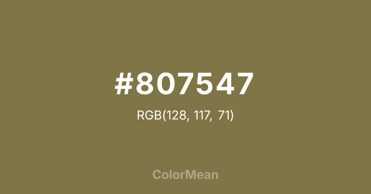 Color swatch image showing #807547 with RGB(128,117,71) values