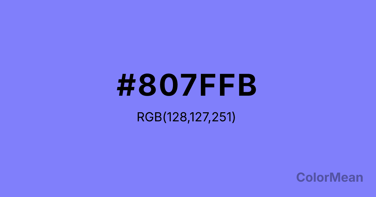 Color swatch image showing #807FFB with RGB(128,127,251) values