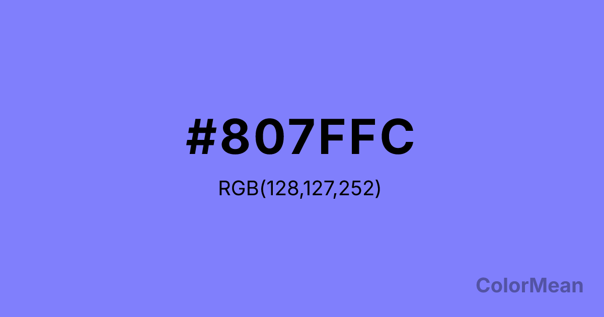 Color swatch image showing #807FFC with RGB(128,127,252) values