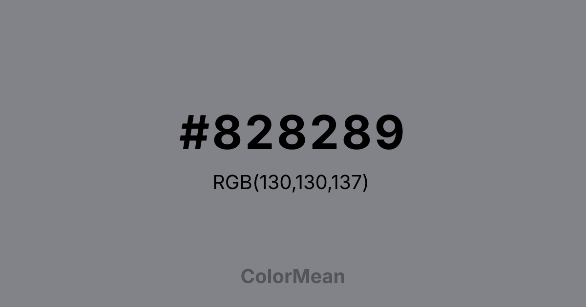 Color swatch image showing #828289 with RGB(130,130,137) values