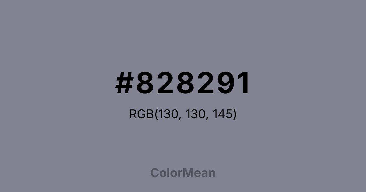 Color swatch image showing #828291 with RGB(130,130,145) values