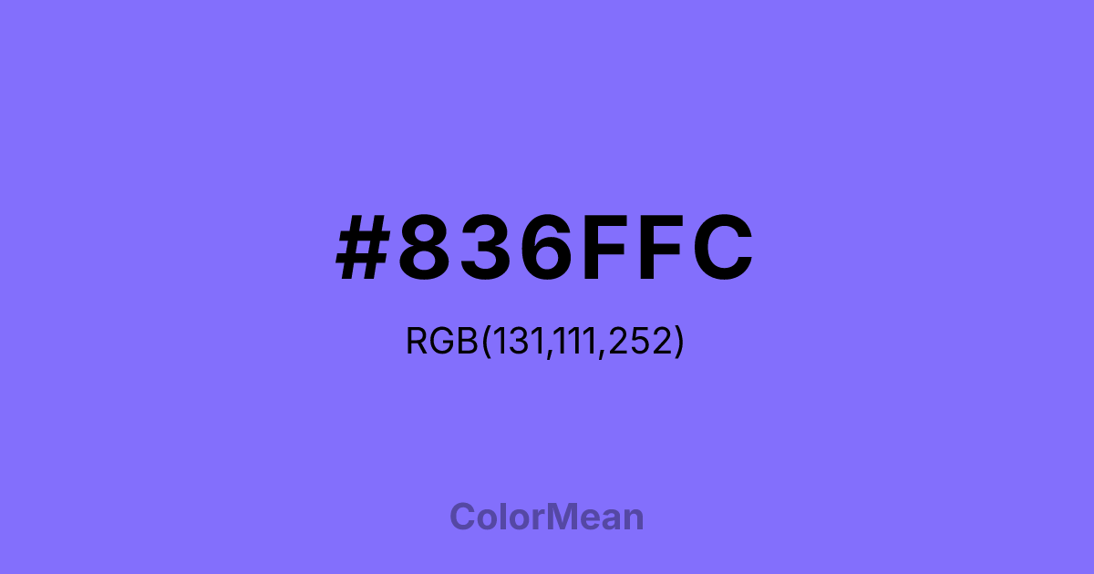 Color swatch image showing #836FFC with RGB(131,111,252) values