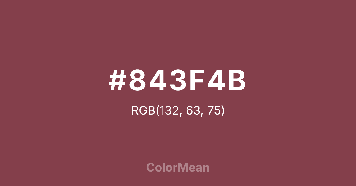 Color swatch image showing #843F4B with RGB(132,63,75) values