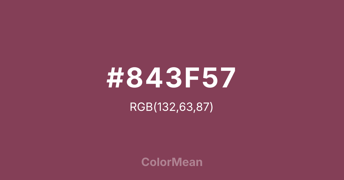Color swatch image showing #843F57 with RGB(132,63,87) values