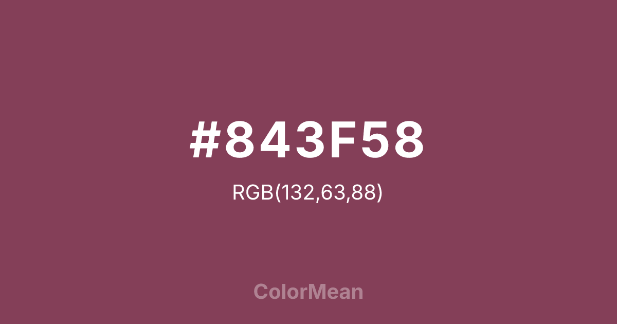 Color swatch image showing #843F58 with RGB(132,63,88) values