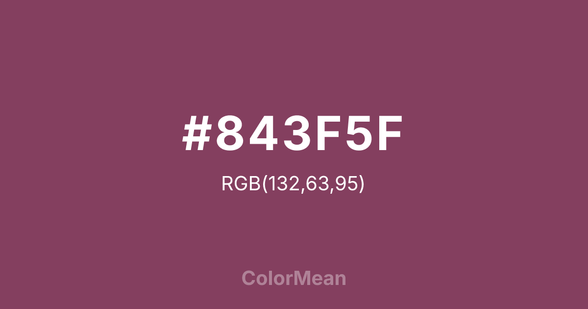 Color swatch image showing #843F5F with RGB(132,63,95) values