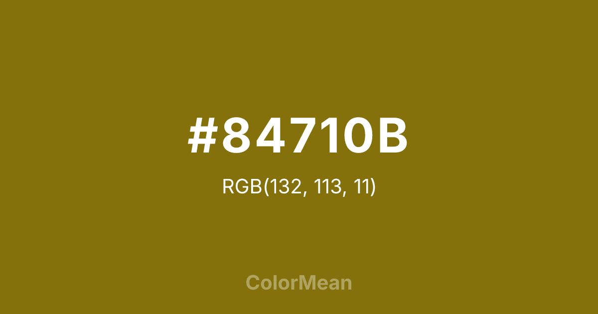 Color swatch image showing #84710B with RGB(132,113,11) values