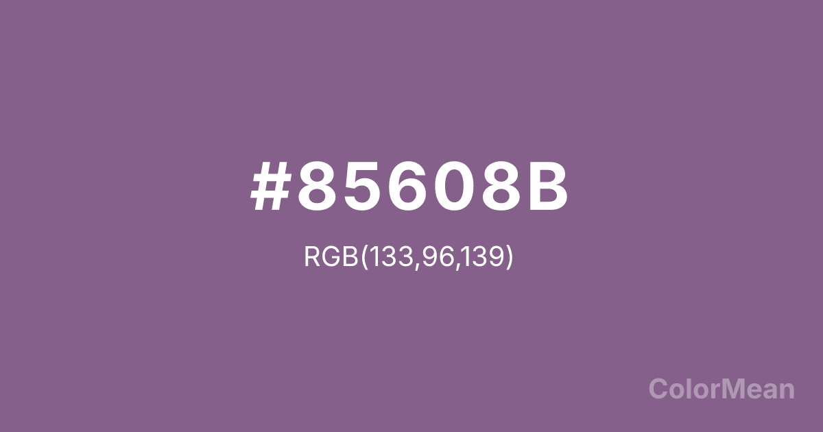 Color swatch image showing #85608B with RGB(133,96,139) values