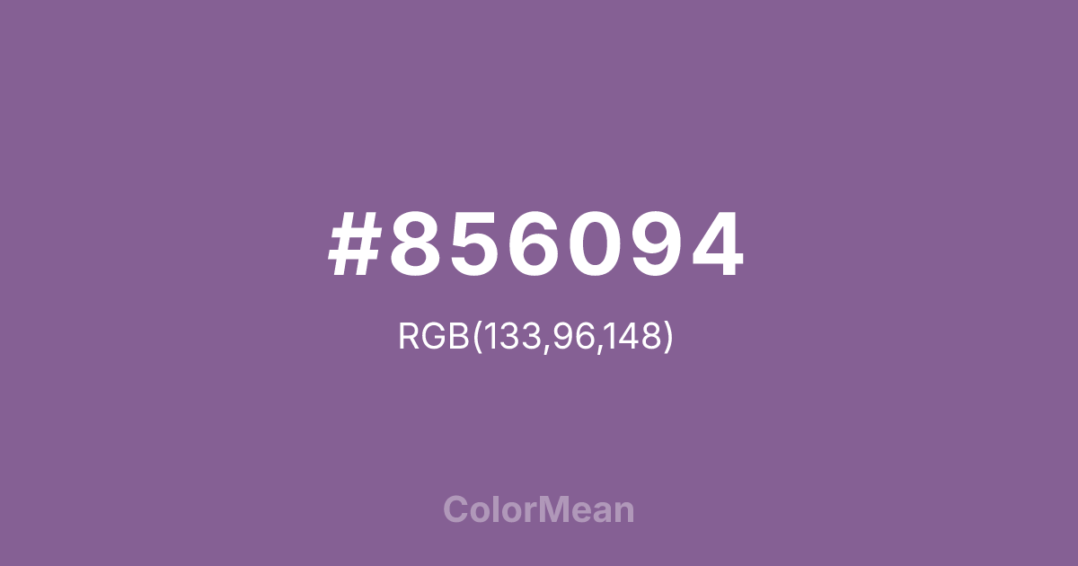 Color swatch image showing #856094 with RGB(133,96,148) values
