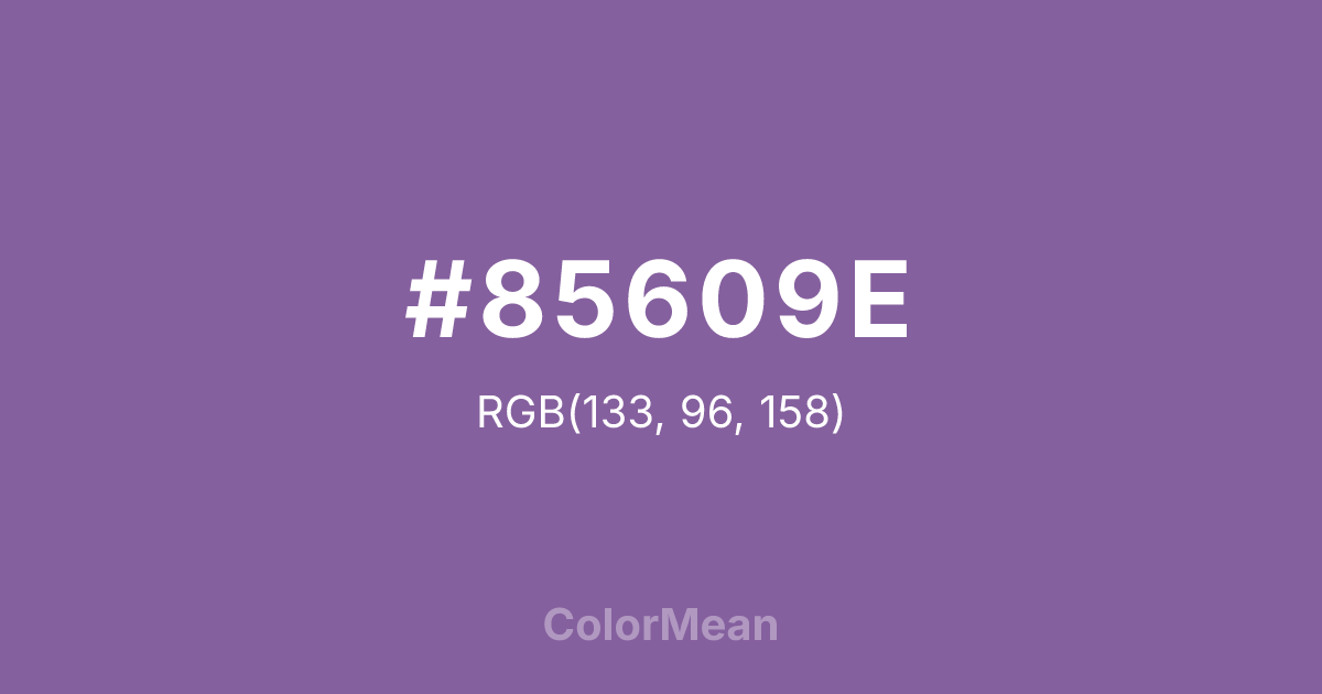 Color swatch image showing #85609E with RGB(133,96,158) values