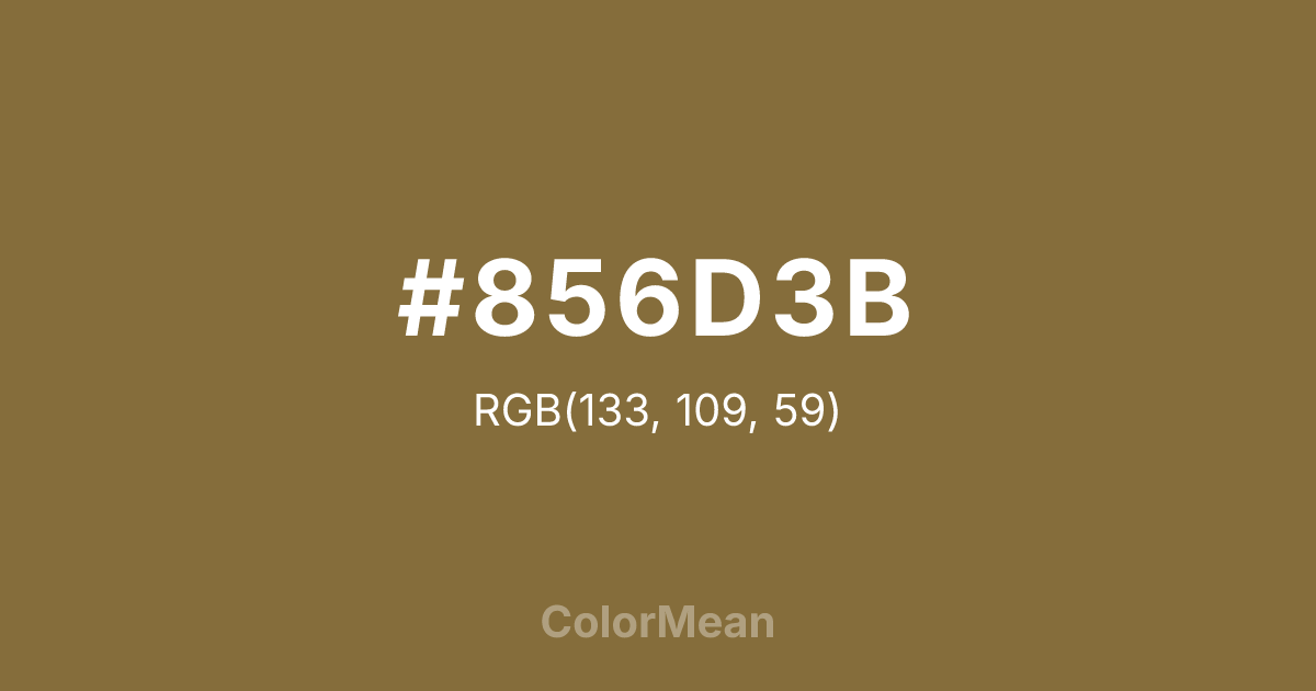 Color swatch image showing #856D3B with RGB(133,109,59) values