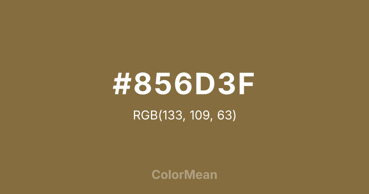 Color swatch image showing #856D3F with RGB(133,109,63) values
