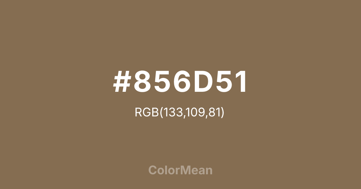 Color swatch image showing #856D51 with RGB(133,109,81) values