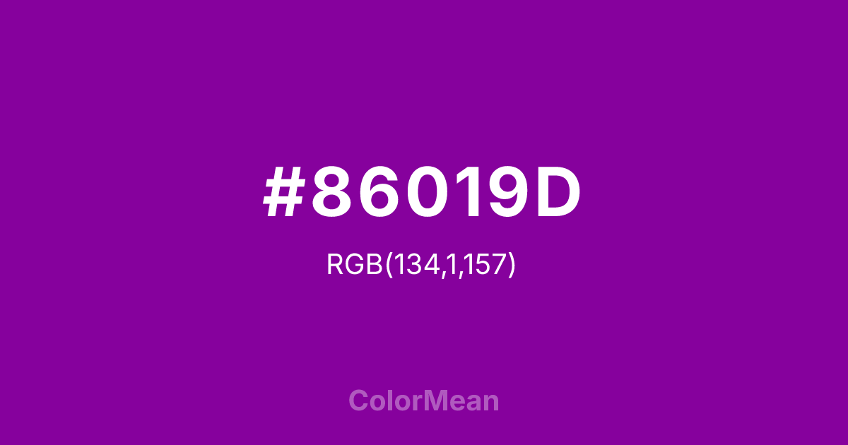 Color swatch image showing #86019D with RGB(134,1,157) values