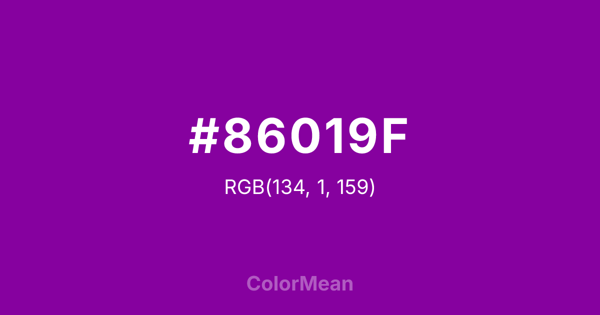 Color swatch image showing #86019F with RGB(134,1,159) values