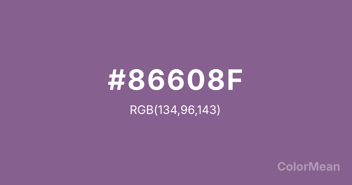 Color swatch image showing #86608F with RGB(134,96,143) values