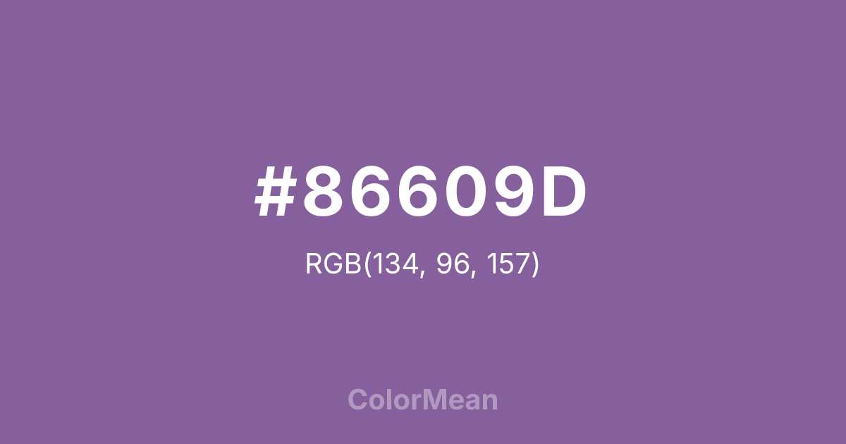 Color swatch image showing #86609D with RGB(134,96,157) values