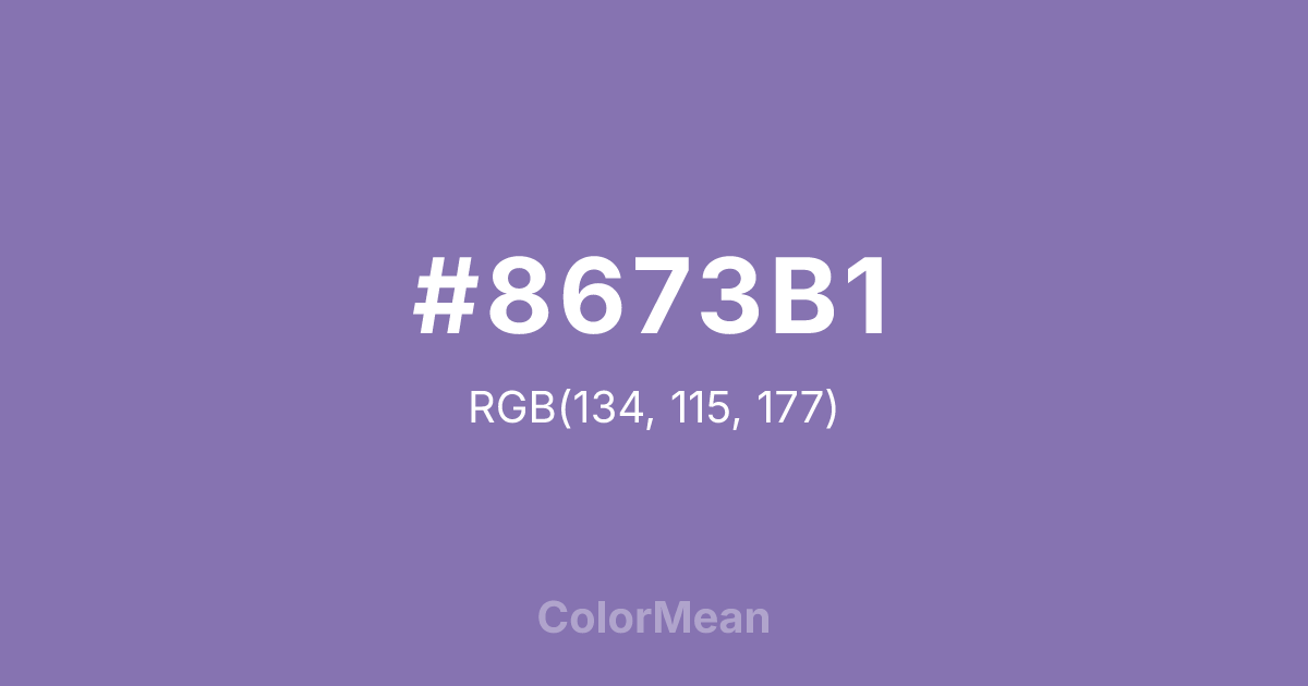 Color swatch image showing #8673B1 with RGB(134,115,177) values