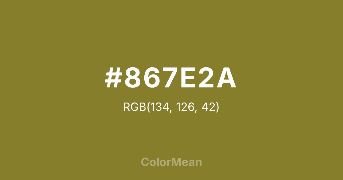 Color swatch image showing #867E2A with RGB(134,126,42) values