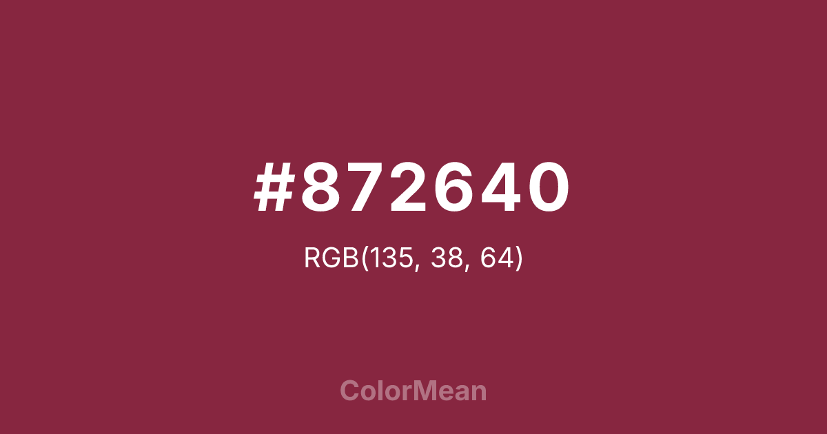 Color swatch image showing #872640 with RGB(135,38,64) values