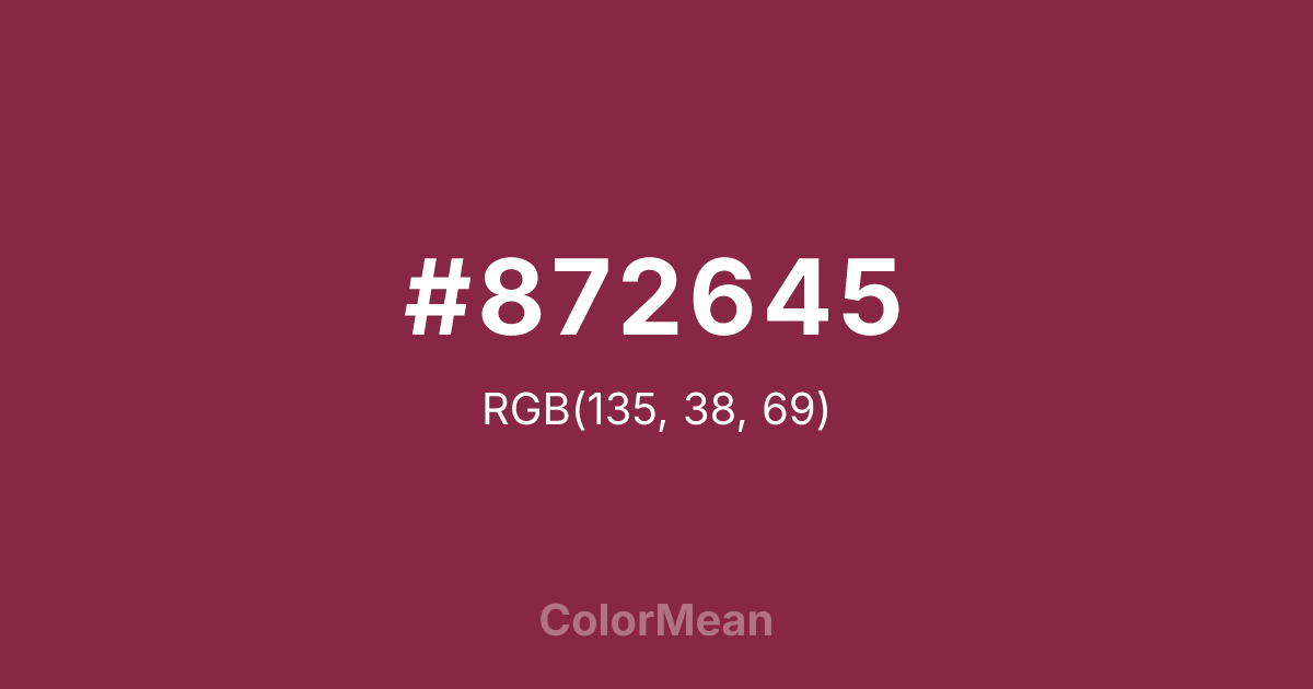 Color swatch image showing #872645 with RGB(135,38,69) values