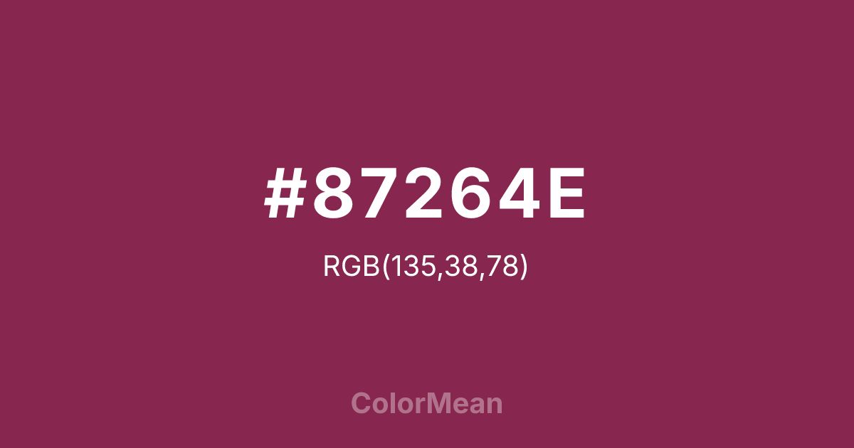 Color swatch image showing #87264E with RGB(135,38,78) values
