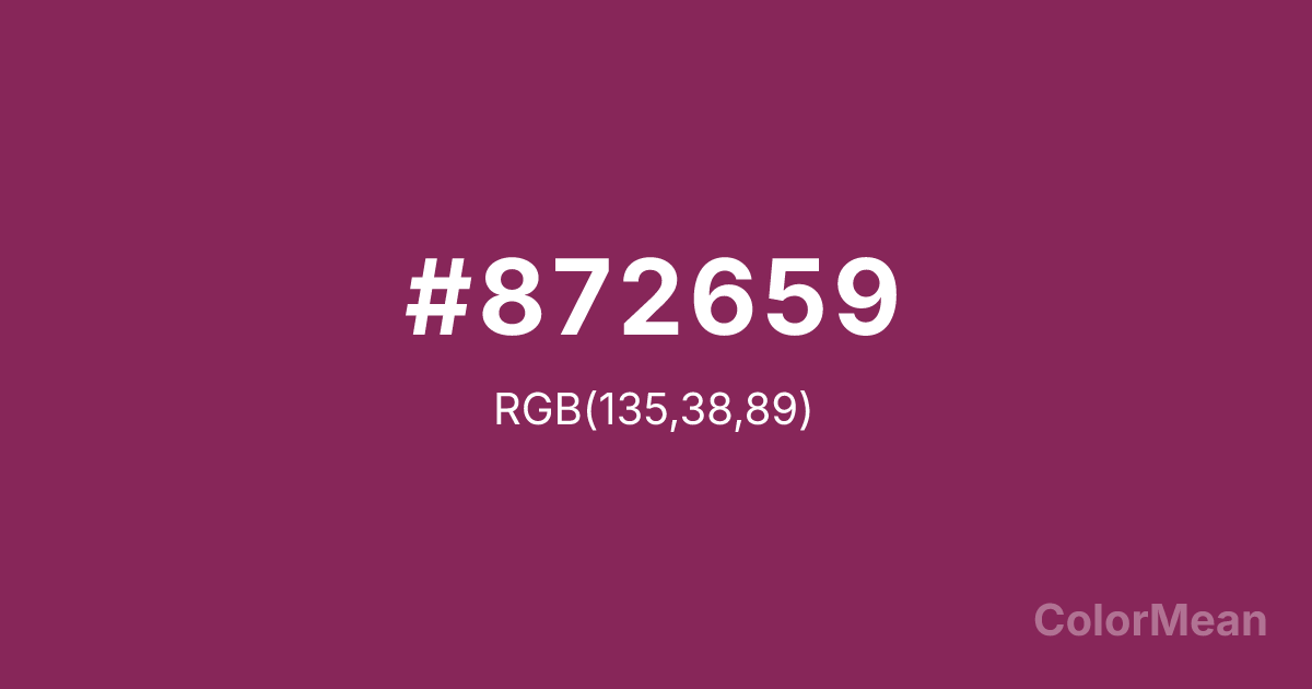 Color swatch image showing #872659 with RGB(135,38,89) values