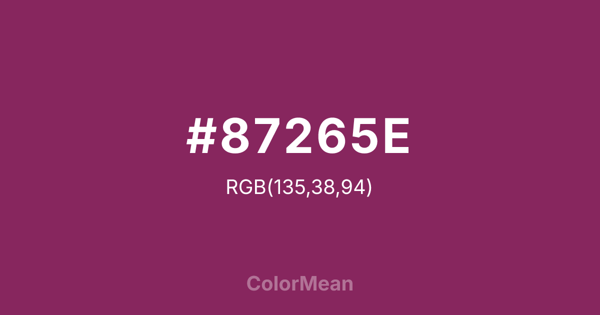Color swatch image showing #87265E with RGB(135,38,94) values