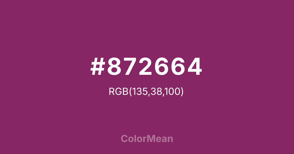 Color swatch image showing #872664 with RGB(135,38,100) values