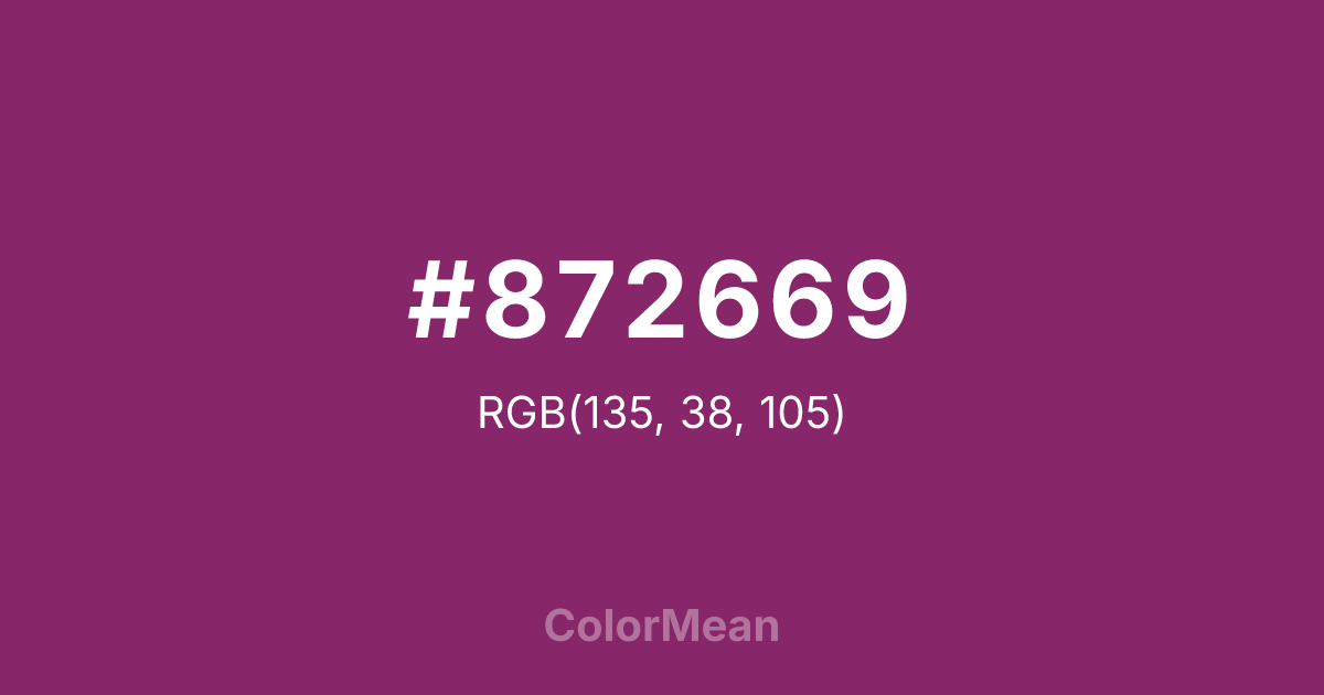 Color swatch image showing #872669 with RGB(135,38,105) values