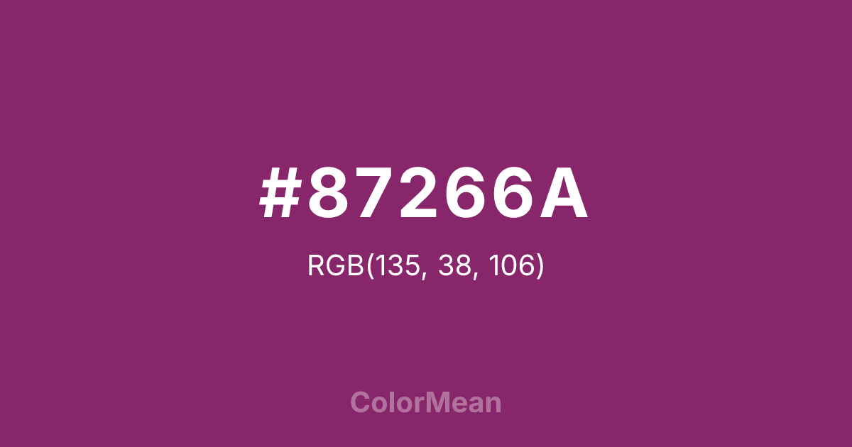 Color swatch image showing #87266A with RGB(135,38,106) values