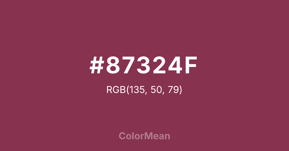 Color swatch image showing #87324F with RGB(135,50,79) values