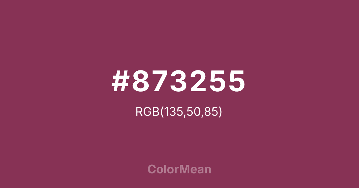 Color swatch image showing #873255 with RGB(135,50,85) values