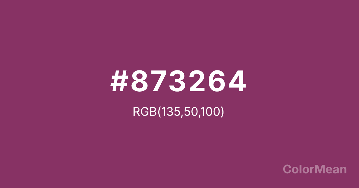 Color swatch image showing #873264 with RGB(135,50,100) values