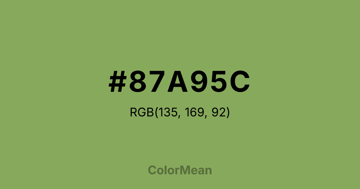 Color swatch image showing #87A95C with RGB(135,169,92) values