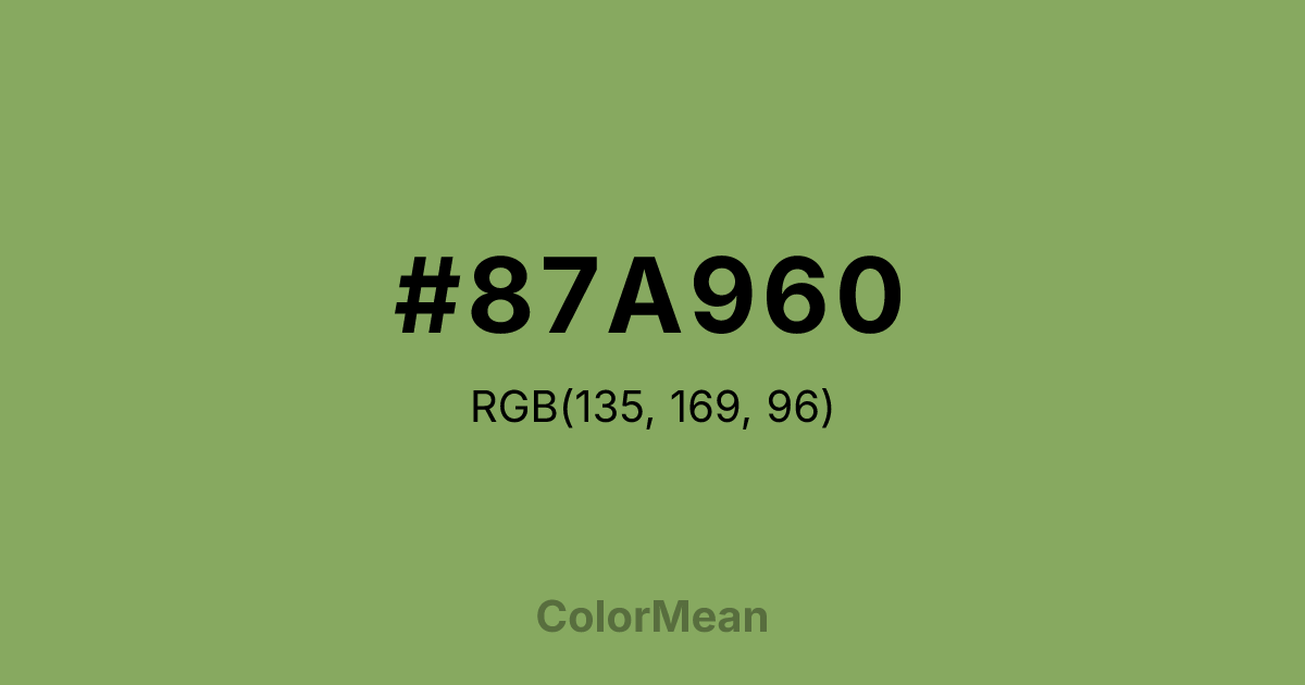 Color swatch image showing #87A960 with RGB(135,169,96) values
