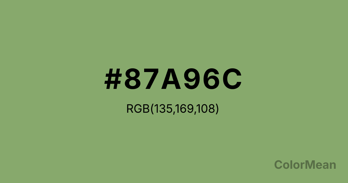 Color swatch image showing #87A96C with RGB(135,169,108) values