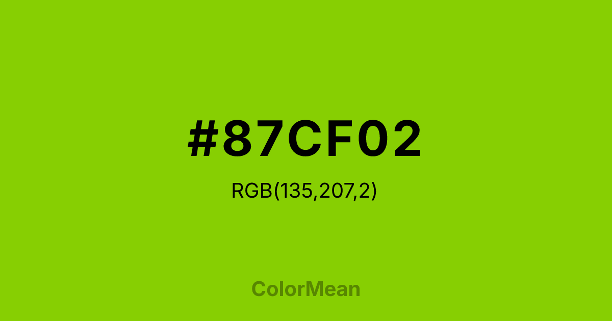 Color swatch image showing #87CF02 with RGB(135,207,2) values