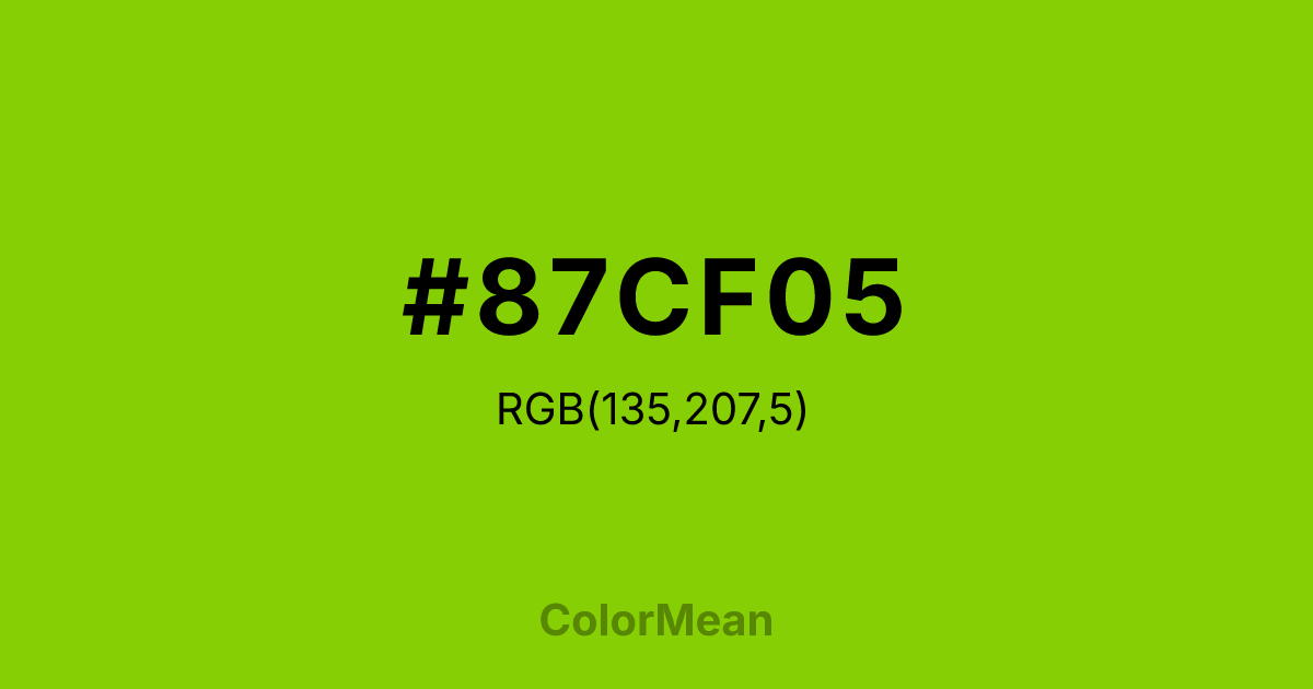 Color swatch image showing #87CF05 with RGB(135,207,5) values
