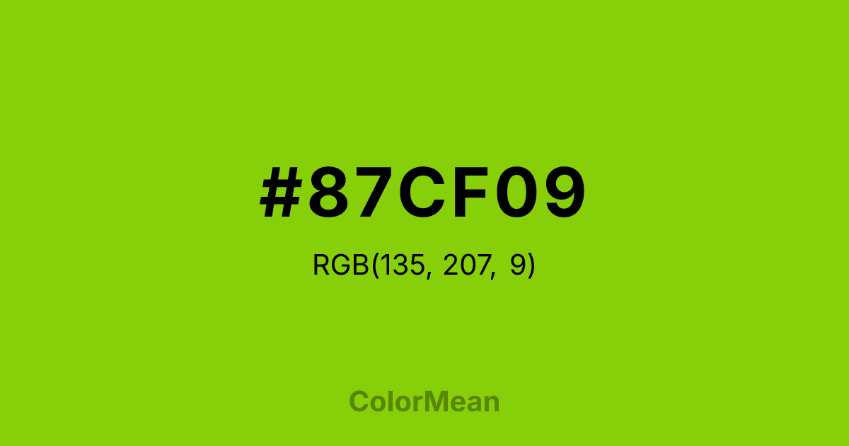 Color swatch image showing #87CF09 with RGB(135,207,9) values