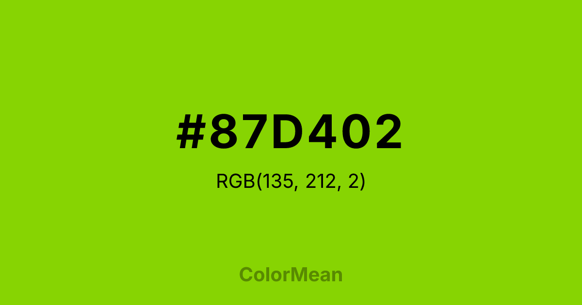 Color swatch image showing #87D402 with RGB(135,212,2) values