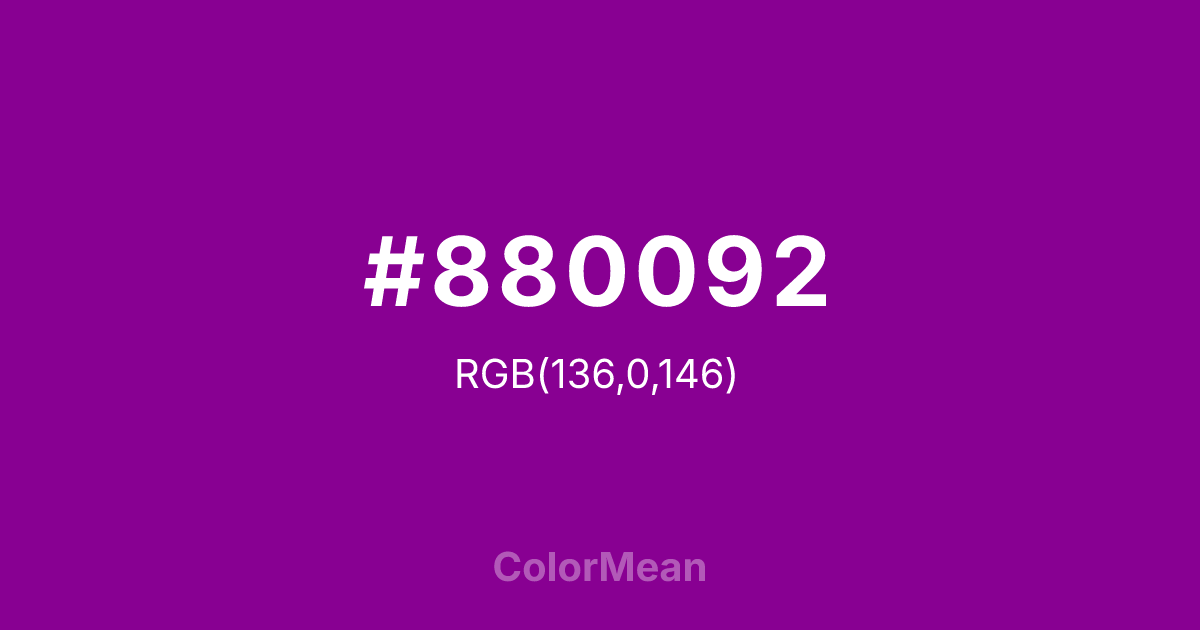 Color swatch image showing #880092 with RGB(136,0,146) values