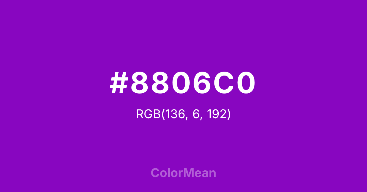 Color swatch image showing #8806C0 with RGB(136,6,192) values