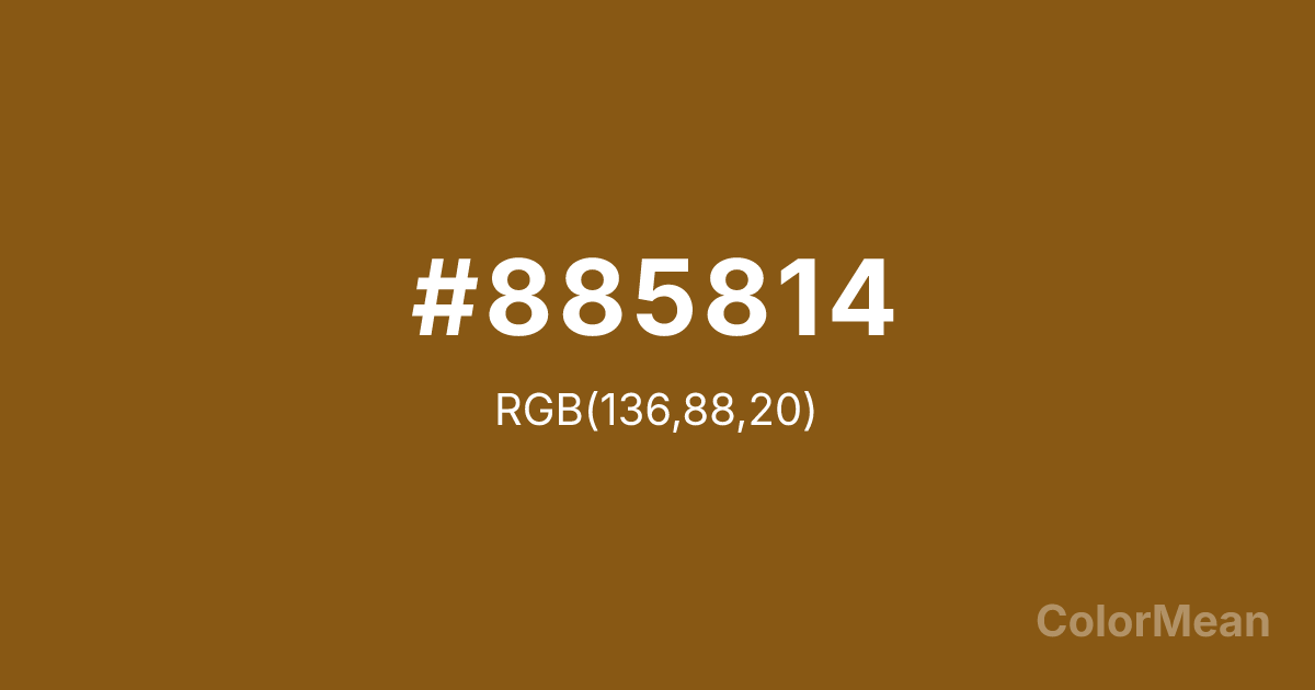 Color swatch image showing #885814 with RGB(136,88,20) values